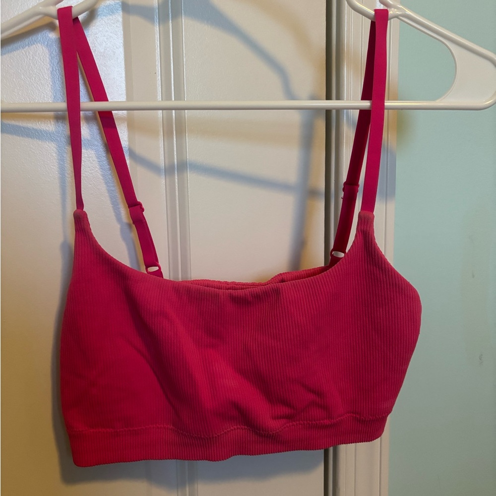 Women's Aerie Pink Ribbed Bralette Sports Bra